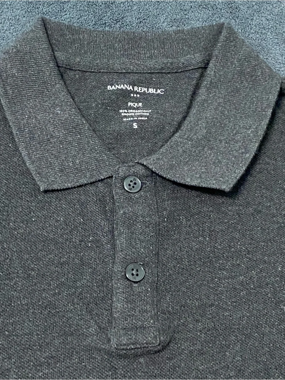 Banana Republic Polo Shirt Mens S Gray Pique Cotton Standard Fit Preppy 2 Button